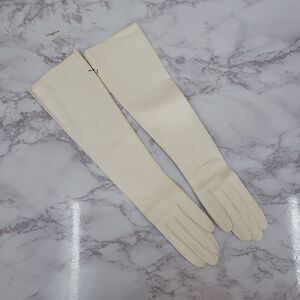 Kislav Kid Vintage Capretto Kidd Skin Leather Long Evening Gloves White Oprea
